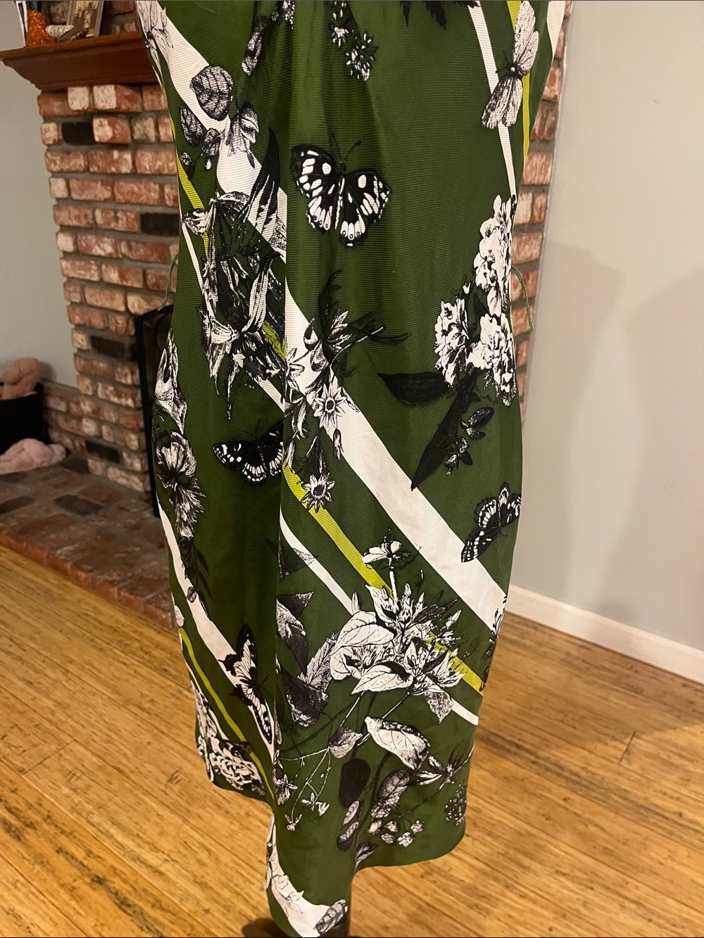 Talbots Olive Green Floral & Butterfly Midi Dress - Picture 3 of 6